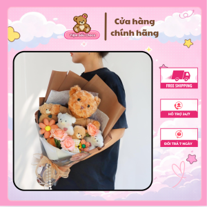 [BÓ LỚN] Bó hoa gấu bông Teddy mix hoa hồng sáp cao cấp - quà tặng sang trọng Tiệm gấu Choco