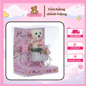Mô hình xe đạp hoa kèm gấu Teddy mini - Quà tặng decor xinh xắn Tiệm Gấu Choco
